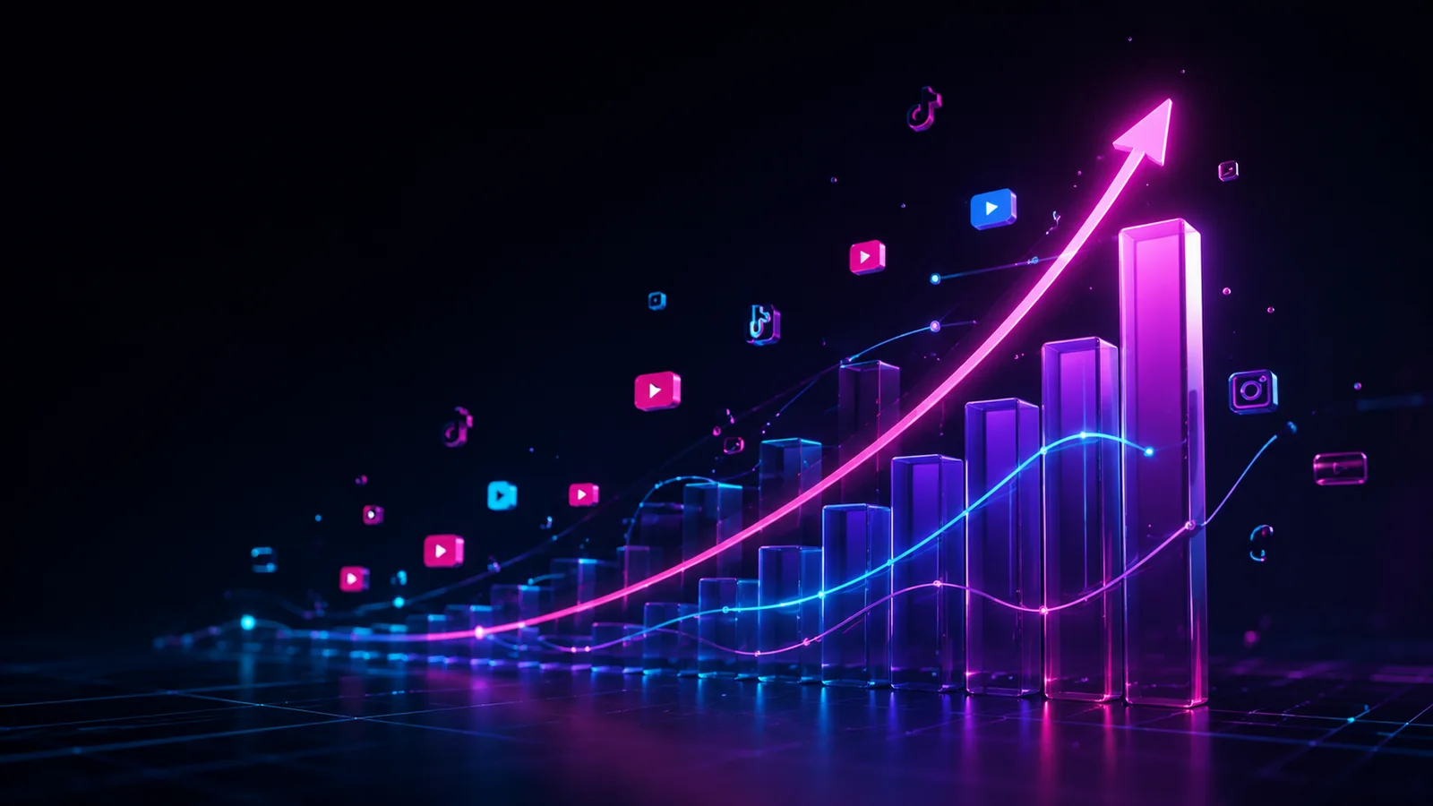 Neon creator growth analytics with upward chart