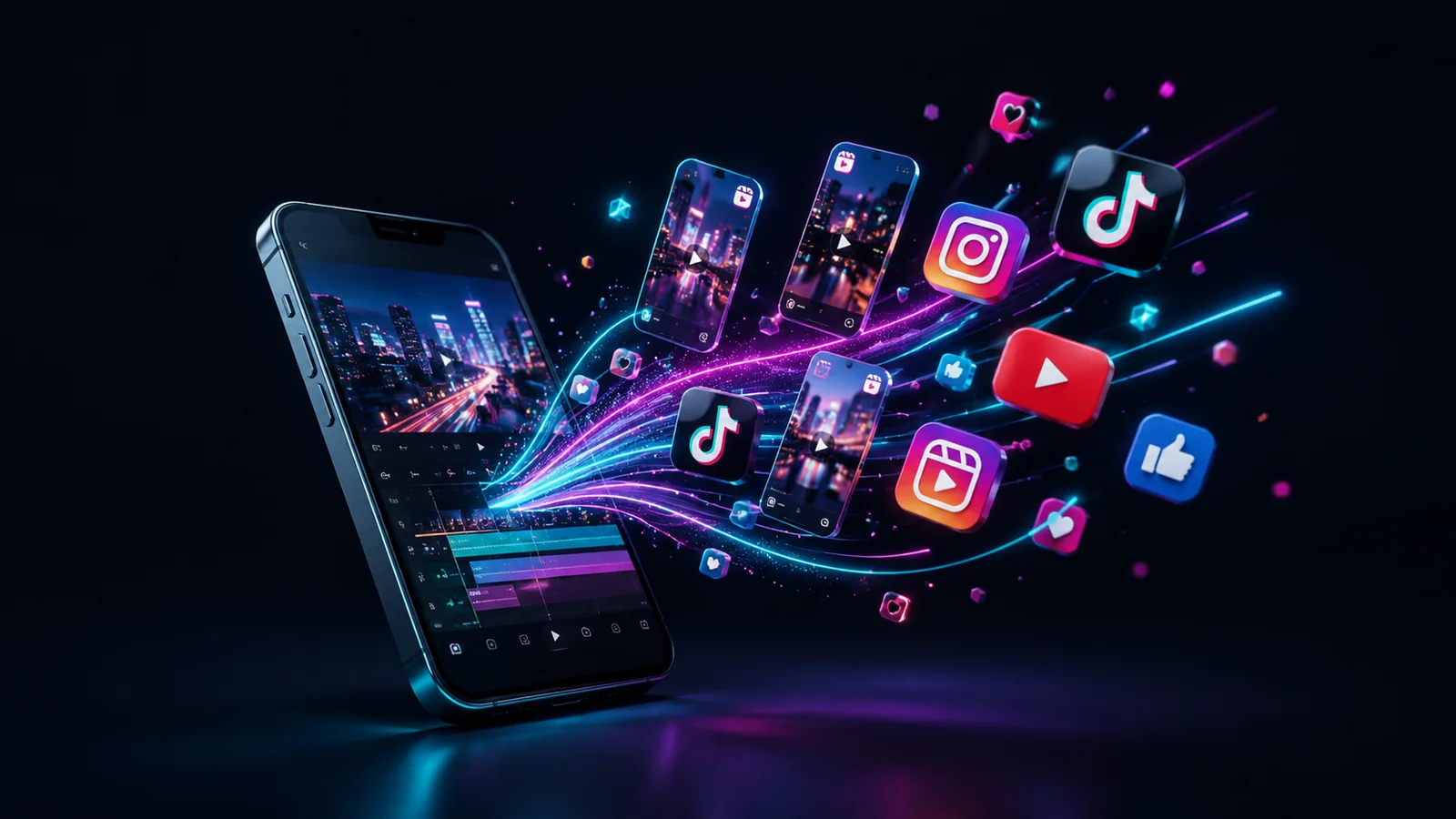 Smartphone with social media and short-form video assets